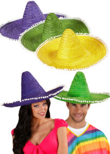 sombrero mexicain, chapeau mexicain, sombrero en paille, Sombrero Mexicain, Pompons