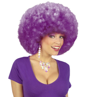 perruque afro disco, accessoire perruque déguisement, perruque afro disco, perruque pour homme, perruque pour femme, perruque pas chère, perruque de déguisement, perruque unisexe, perruque violette, perruque afro Perruque Afro Disco, Violette