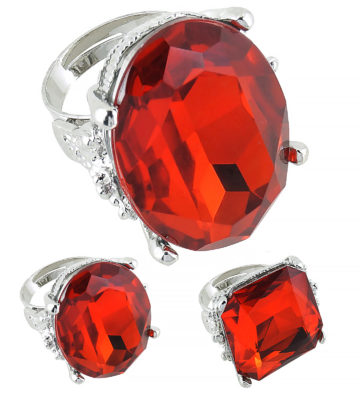 bague fausse pierre précieuse, bague de déguisement, bague de fête pas cher, bague de cardinal, bague faux diamant, grosse bague pas cher, bagues avec fausses pierres Bague Fashion Ring, Rouge