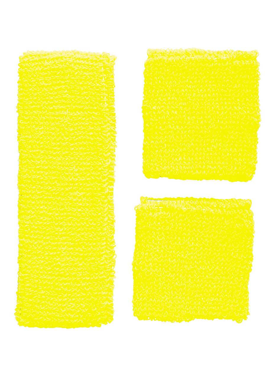 Kit Années 80, Bandeau et Jaune Fluo Aux Feux de la Fête
