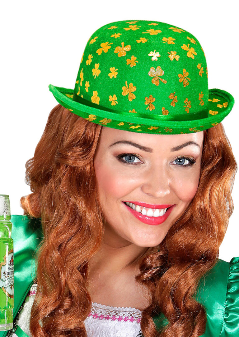 Chapeau Saint Patrick, Melon Vert Trèfles Dorés Aux Feux de