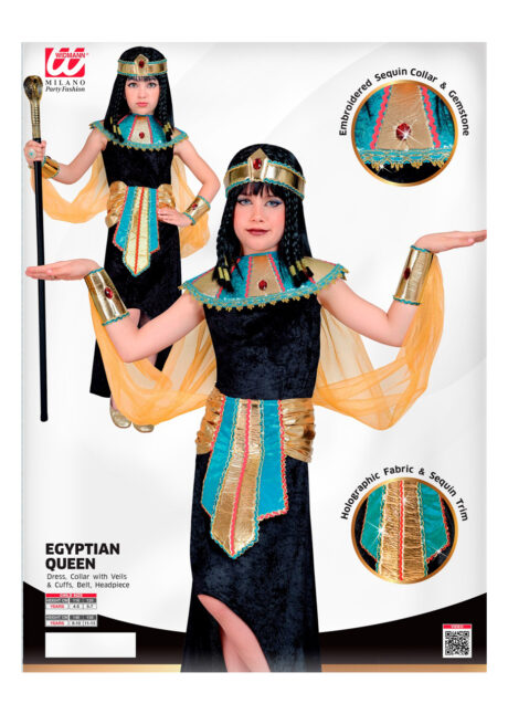 déguisement Cléopatre fille, costume de cléopatre enfant, déguisement égyptienne fille, Cléopatre, Déguisement de Cléopatre, Reine d’Egypte, Velours Noir, Fille