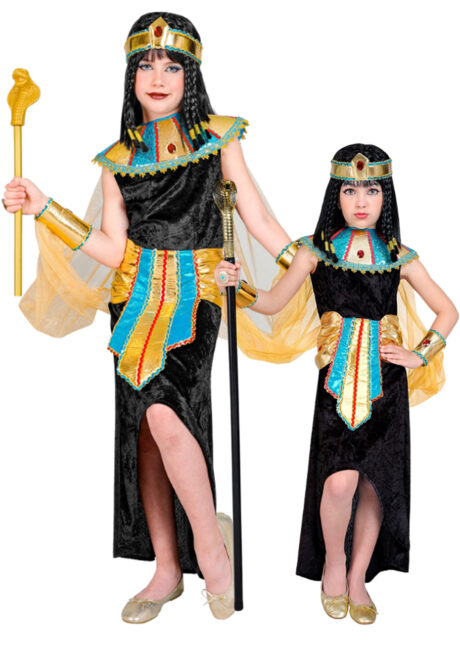déguisement Cléopatre fille, costume de cléopatre enfant, déguisement égyptienne fille, Cléopatre, Déguisement de Cléopatre, Reine d’Egypte, Velours Noir, Fille