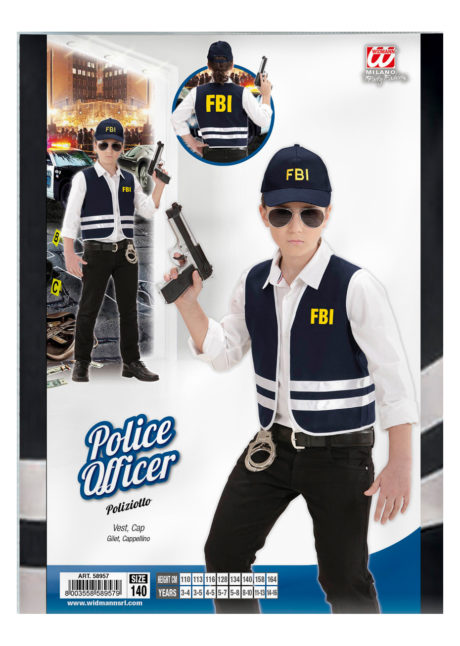 Deguisement Policier Enfant Costume de Police Ensemble pour Enfant Fille  Garçon avec Accessoires Walkie Talkie, Policier Meno