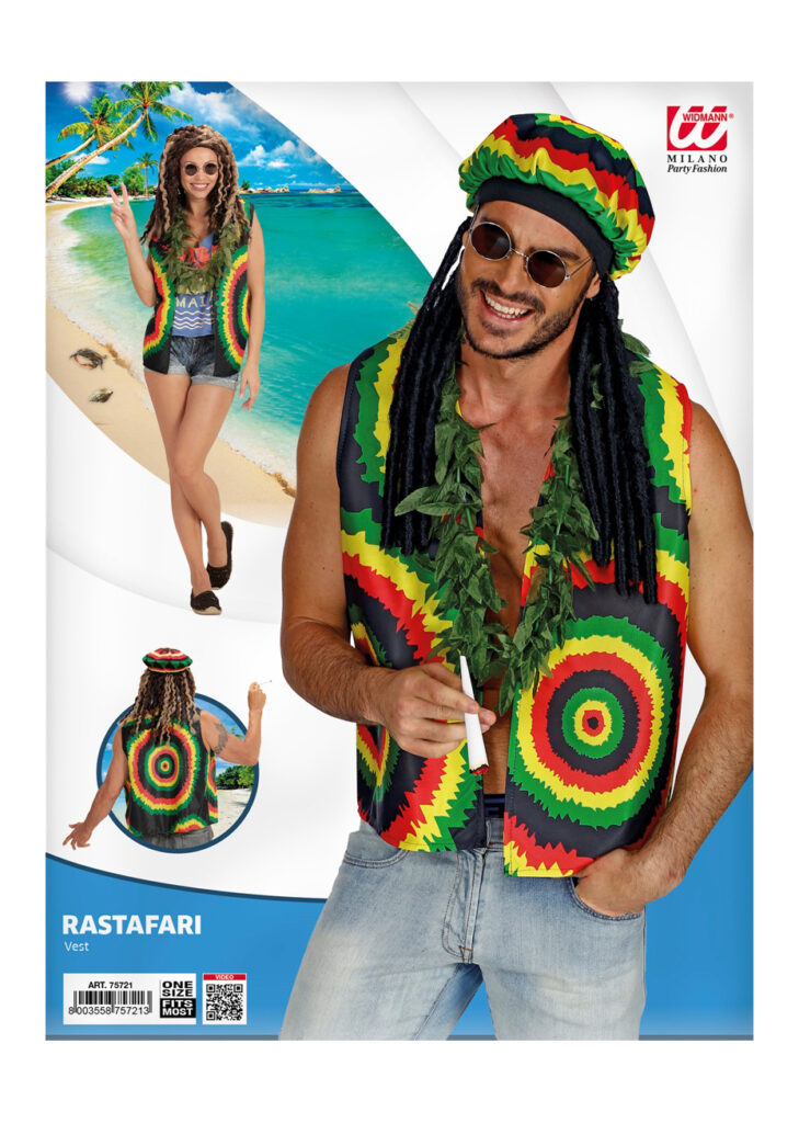 Gilet Rasta – Avec Imprimé Tie and Dye aux Couleurs Jamaïcaines