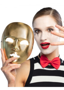 masque visage, masque de mime, masque visage entier, masque visage doré