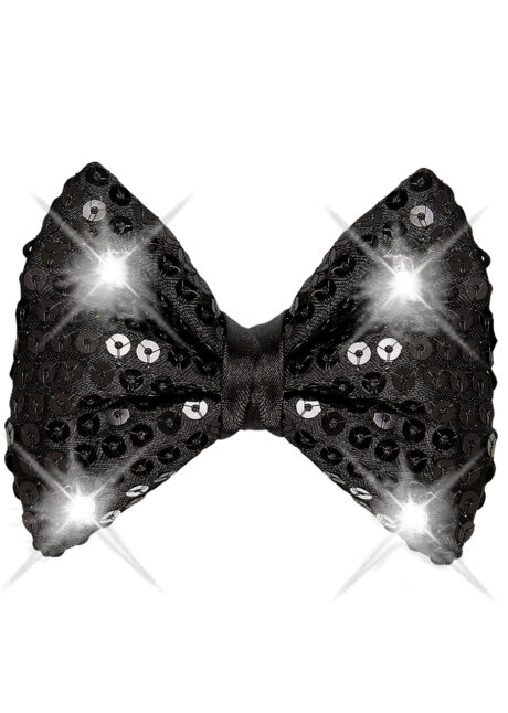 noeud papillon lumineux, noeud papillon noir, noeud papillon clignotant, Noeud Papillon à LEDs clignotants, Paillettes Noires