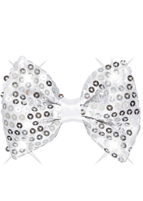 noeud papillon argent lumineux, noeud papillon sequins, noeud papillon argent, Noeud Papillon à LEDs clignotants, Paillettes Argent