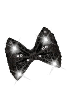 noeud papillon lumineux, noeud papillon noir, noeud papillon clignotant, Noeud Papillon à LEDs clignotants, Paillettes Noires