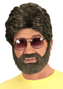 perruque années 90, perruque homme, perruque châtain, perruque avec barbe