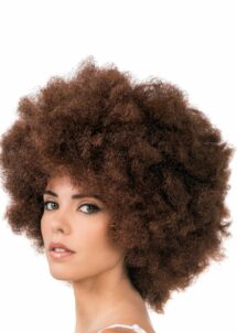 perruque afro, perruque disco, perruque afro châtain