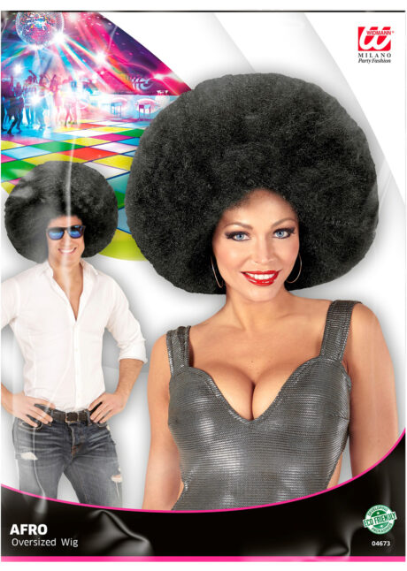 perruque disco, perruque afro noire, perruque disco femme, perruque disco homme, Perruque Afro Extra Volume, Noire