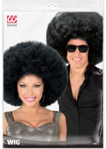 Perruque Afro noire, Perruque Afro grand volume, perruque années 70, perruque disco