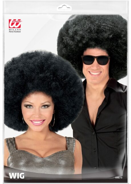 Perruque Afro noire, Perruque Afro grand volume, perruque années 70, perruque disco, Perruque Afro XL Noire – Mixte Homme et Femme