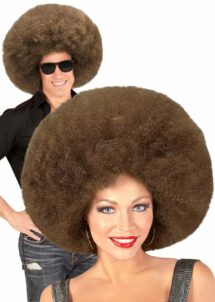 perruque afro chatain XL, Perruque Afro mixte homme femme, perruque disco afro