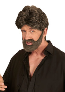 perruque années 90, perruque homme, perruque châtain, perruque avec barbe