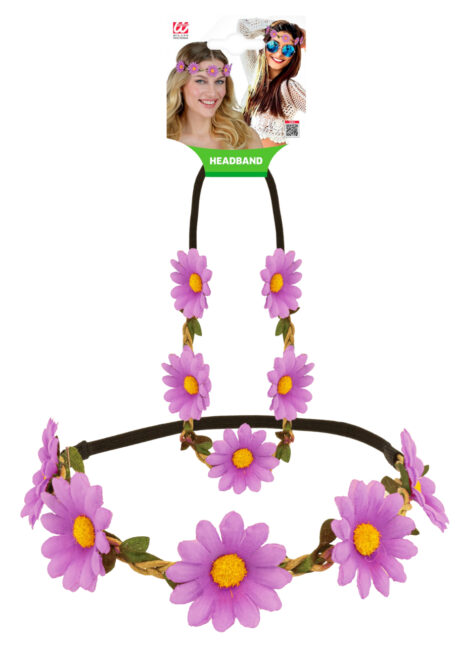 bandeau fleurs violettes, couronne fleurs, bandeau à fleurs, Bandeau Couronne de Fleurs Violettes