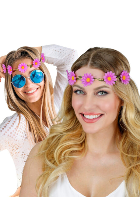 bandeau fleurs violettes, couronne fleurs, bandeau à fleurs, Bandeau Couronne de Fleurs Violettes