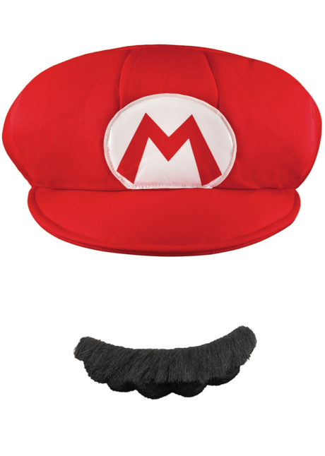 casquette mario, mario et luigi, déguisement mario, moustache de mario, déguisement jeux vidéos, casquette de mario, casquette et moustache mario, Casquette Mario, avec Moustache