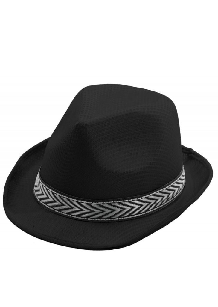 Chapeau Borsalino Blanc à Bande Noire - Déguisement Charleston Adulte - Taille Unique - Carnaval