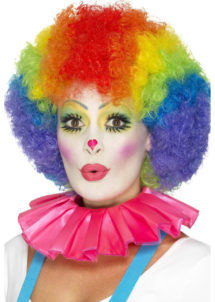 colerette de clown, fraise de clown, fraise en tissu, faux col, accessoire clown déguisement, déguisement de clown, faux col de clown, Faux Col Fraise de Clown, Rose