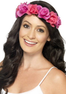 couronne de fleurs, accessoire fée déguisement, accessoire déguisement fée, accessoire hippie déguisement, accessoire déguisement hippie, accessoire couronne de fleurs, bandeau fleurs déguisement, Bandeau Couronne de Fleurs, Rose