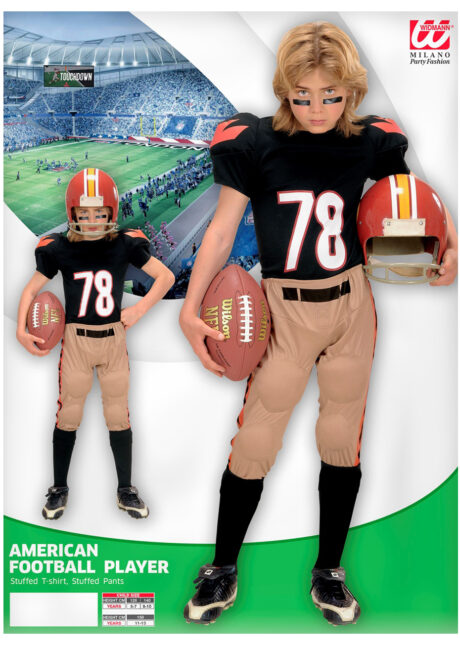 déguisement garçon, déguisement enfant, déguisement footballeur américain pour enfant, déguisement superbowl enfant, costume footballeur américain pour garçon, Déguisement de Footballeur Américain, Garçon