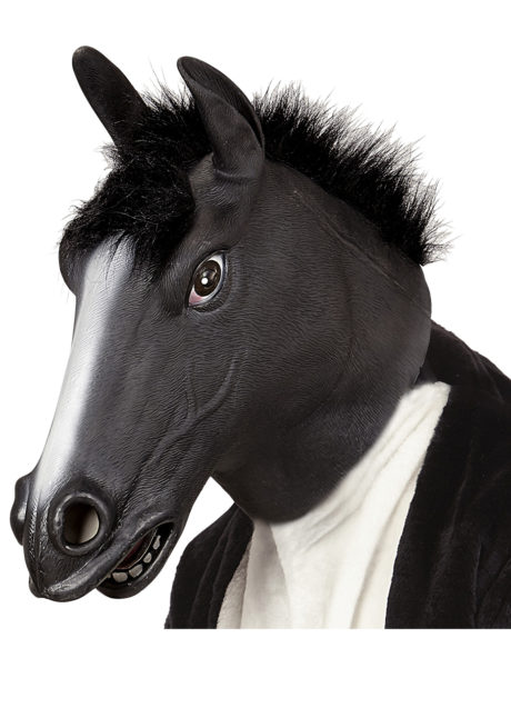 masque de cheval noir, masque de cheval, masques d'animaux, masque animal latex, Masque de Cheval Noir, Latex