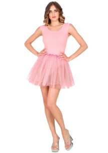 tutu rose paillettes, jupe tulle rose, jupon rose