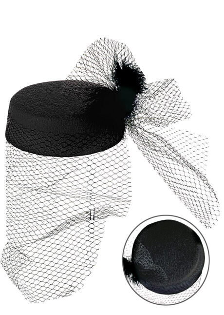 chapeau de veuve, chapeau voilette, chapeau années 30, Chapeau Gatsby ou Veuve, Voilette Noire