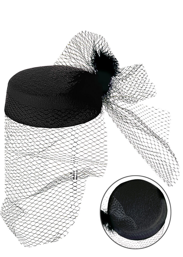 Bandeau Voilette Noire Vintage Avec Strass - Style Années 1920 | Pour Mariage, Cocktail, Funérailles, Cosplay - Taille Unique