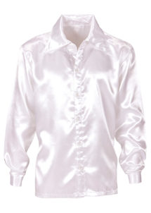 chemise disco satin, chemise disco blanche, déguisement disco