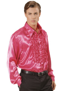 chemise disco, chemise à jabot, chemise années 70, chemise déguisement disco, chemise à jabot rose