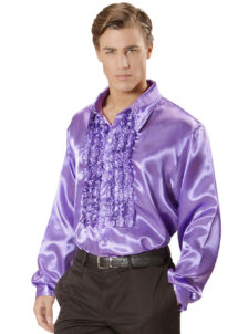 chemise disco, chemise à jabot, chemise années 70, chemise déguisement disco, chemise à jabot violette