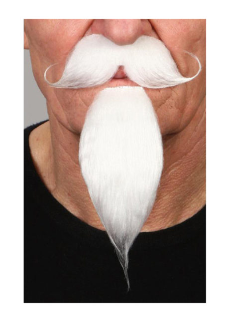 fausses moustaches, postiche, ausses moustaches réalistes, fausse moustache blanche, moustache luxe, moustache blanche, Moustache Blanche et Bouc de Mousquetaire, Luxe