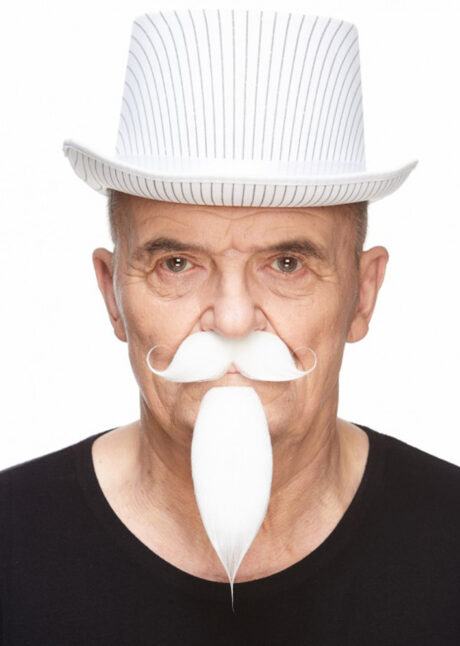 postiche blanc, moustache blanche, bouc blanc, Moustache Blanche et Bouc de Mousquetaire, Luxe