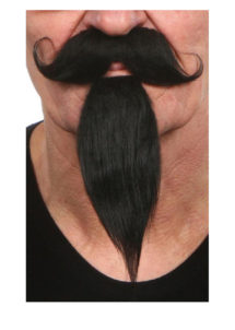 fausses moustaches, postiche, ausses moustaches réalistes, fausse moustache blanche, moustache luxe, moustache noire, Moustache Noire et Bouc de Mousquetaire, Luxe