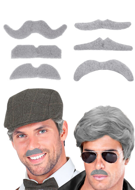 fausses moustaches, postiche, moustache postiche, moustache grise, Moustache Grise, 6 Modèles au Choix