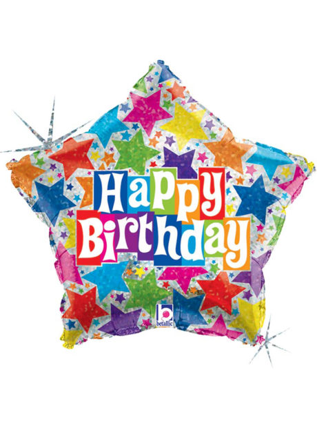 ballon hélium, ballon anniversaire, ballon aluminium, ballon happy birthday, ballon étoile, Ballon Anniversaire, Etoile Happy Stars, en Aluminium