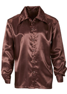 chemise disco, déguisement disco, chemise disco marron, Chemise Satinée, Marron