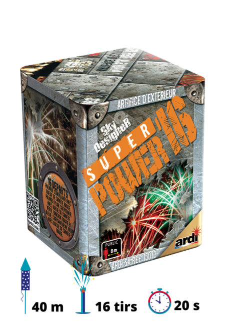 feux d'artifice automatiques, achat feux d'artifice paris, feux d'artifices compacts,, Feu d’Artifice Compact, Super Power 16