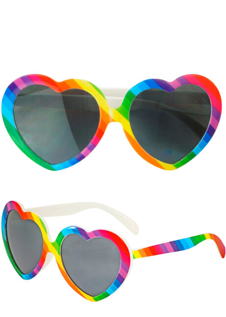 lunettes arc en ciel, accessoire gay pride, gaypride, LGBT, lunettes multicolores, lunettes arc en ciel, accessoire arc en ciel, Lunettes Arc en Ciel Coeurs, Pride