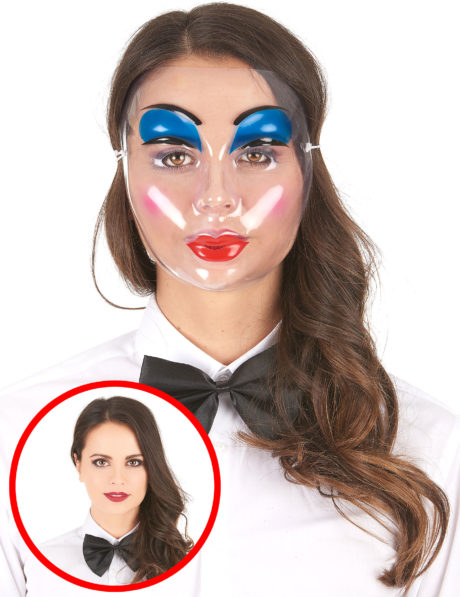 masque transparent, masque halloween, masque visage femme, masque visage adulte, Masque Transparent, Femme Make Up Bleu