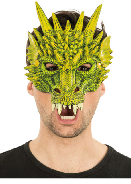 masque de dragon, masque dragons halloween, masque halloween, masques de dragons, Masque de Dragon Vert, Demi Visage