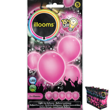 ballons à led, ballons lumineux, ballons fluos, ballons de baudruche, ballons hélium, ballons anniversaires, ballons lumineux Ballon à LED, Rose, X 5
