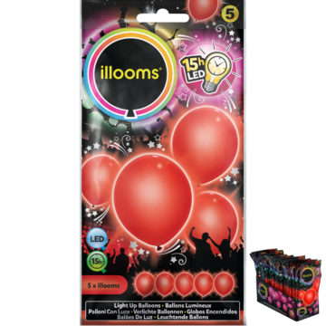 ballons à led, ballons lumineux, ballons fluos, ballons de baudruche, ballons hélium, ballons anniversaires, ballons lumineux Ballon à LED, Rouge, X 5