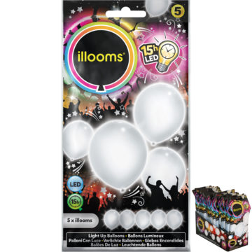 ballons à led, ballons lumineux, ballons fluos, ballons de baudruche, ballons hélium, ballons anniversaires, ballons lumineux Ballon à LED, Blanc, x 5