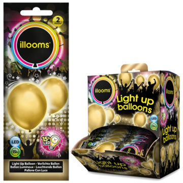 ballons à led, ballons lumineux, ballons fluos, ballons de baudruche, ballons hélium, ballons anniversaires, ballons lumineux Ballon à LED, Or, X 2