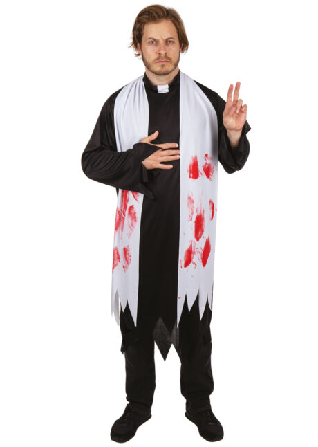 déguisement de curé zombie, déguisement prêtre zombie, costume halloween homme, Déguisement de Curé Zombie Ensanglanté