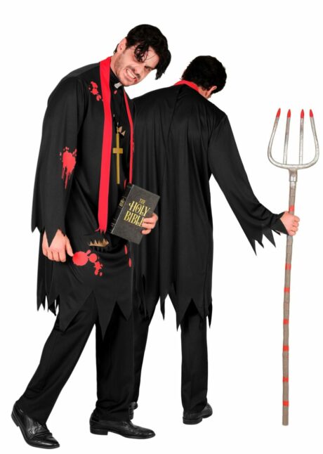 déguisement curé zombie, costume zombie homme, déguisement prêtre zombie halloween, Déguisement de Curé Zombie Ensanglanté